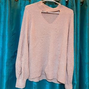 Pink opened collar sweater